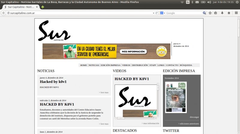 HACKEARON LA WEB DE SUR CAPITALINO